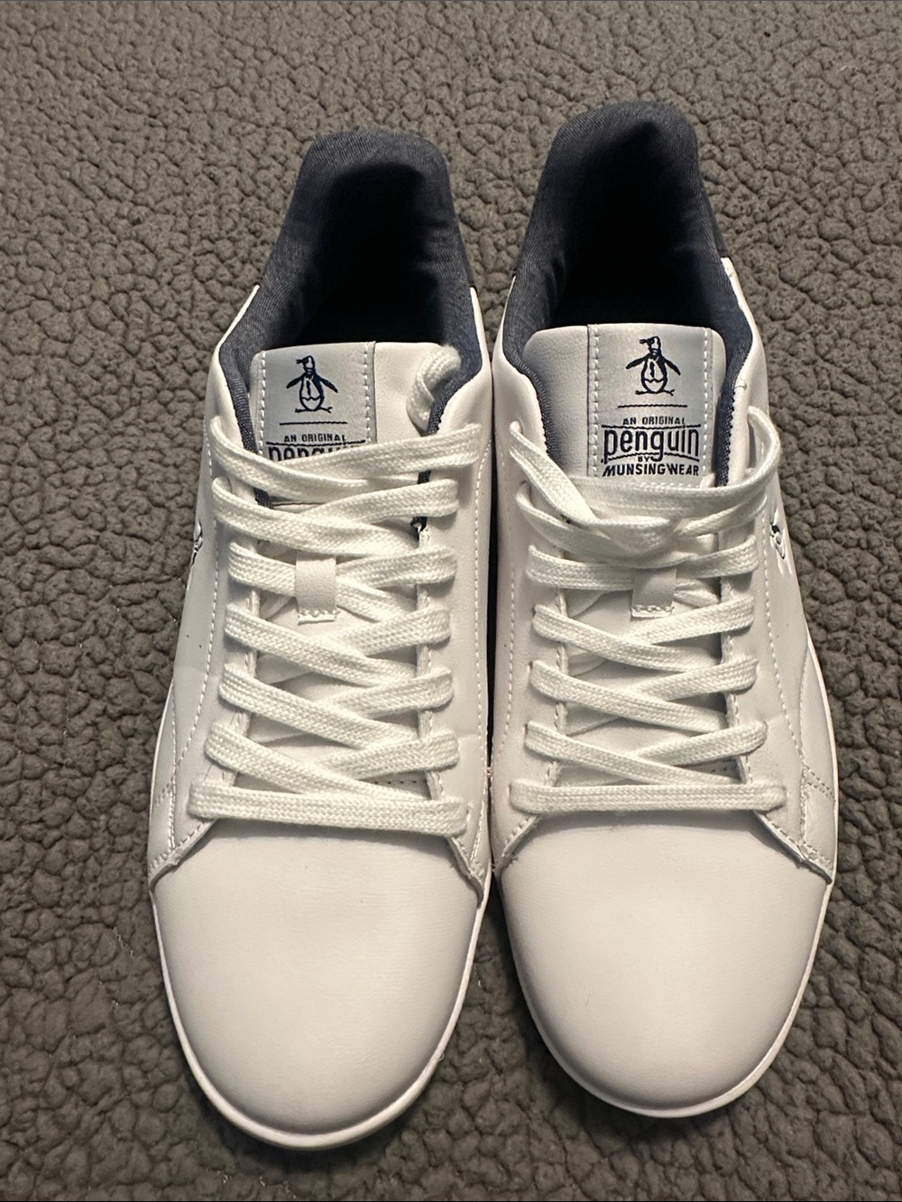 Original Penguin Men's White Sneakers with Navy Inner Lining